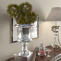 Dark Wood Entryway Console Table With Drawers Table Lamp And Decorative Items Near Sofa
