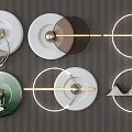 Creative Wall Decorations Circular Plates With White Green Black Tones Golden Rods And Brass Balls