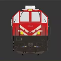 Red And White Train Model With Sleek Design And Reflective Surface On Gray Background 3d model