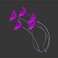 Purple Dandelion Like Plant With Multiple Flowers Curved Stems And Support Structure Against Dark Background