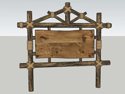 Commercial Wooden Signage With Traditional Frame Natural Wood Texture And Cross Beam Design 3d model