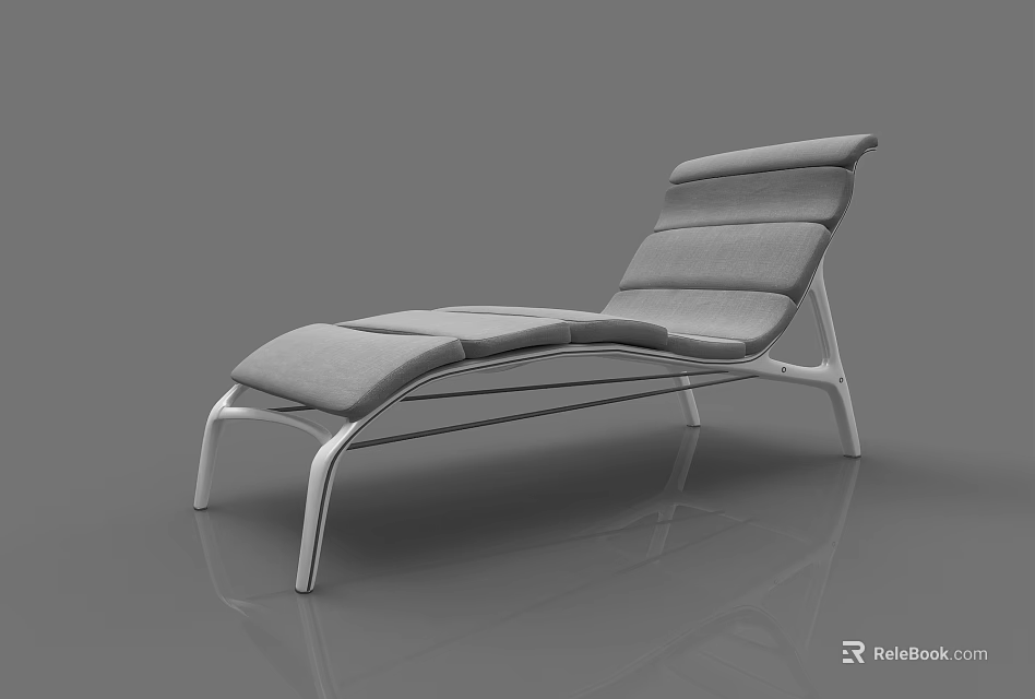Modern Lounge Chair With Gray Cushion And Streamlined Metal Frame Design 3d model 