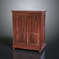 Traditional Solid Wood Cabinet With Carved Double Doors And Decorative Feet