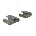 Two Stone Outdoor Table And Bench Sets For Garden Patio Use 3d model