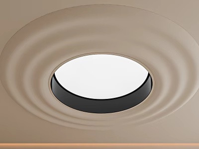 Modern Light Toned Ceiling Design With Circular Light And Wavy Patterns 3d model
