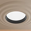 Modern Light Toned Ceiling Design With Circular Light And Wavy Patterns