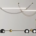 Modern Contemporary Chandeliers With Curved Linear Metal Frames And Sphere Details