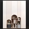 Modern Minimalist Decorative Cabinet With Deer Figurine Angel Statue And Potted Plants