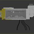 Yellow And White Mechanical Device Featuring Black Internal Components And Attached Cables