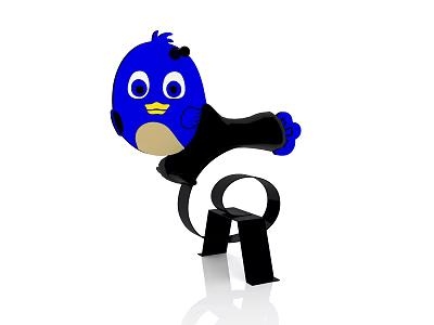 Blue Bird Shaped Children Play Equipment with Colorful Design and Safe Structure 3d model