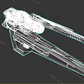 Futuristic Black Sci Fi 3D Spaceship Model With Red Accents And Sleek Design