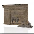 Modern Interior Design With Stone Niche Three Small Statues And Stones 3d model