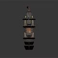 Detailed Model Sailboat Featuring Multiple Masts White Sails Red Flag And Wooden Hull