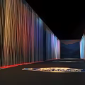Modern Office Corridor With Colorful Vertical Lines And Branded Floor Design