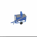 Blue Trailer Mounted Equipment With Silver Auger Conveyor And Wheels