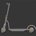 Modern Electric Scooter With Gray Body Yellow Accents And Textured Deck