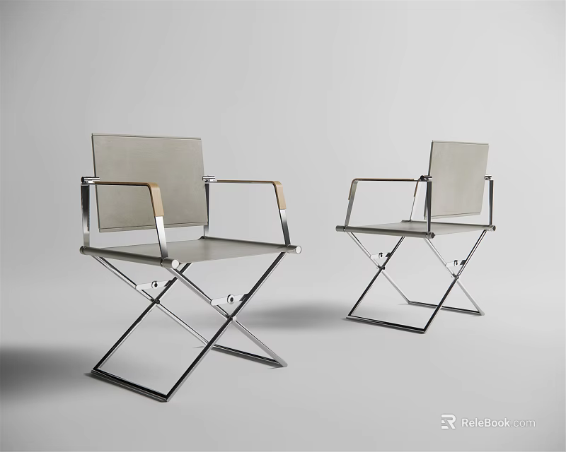 Modern Leisure Chair Set of Two With Metal Frame And Sleek Minimalist Design 3d model 