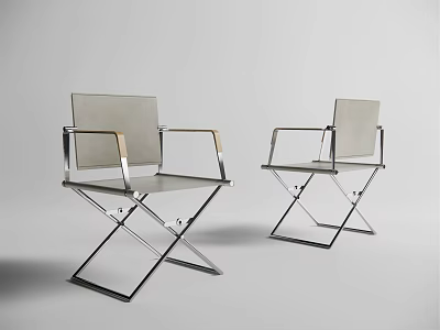 Modern Leisure Chair Set of Two With Metal Frame And Sleek Minimalist Design 3d model