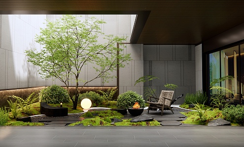 Modern courtyard landscape 3d model