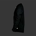 Black Casual Jacket With Stand Collar Long Sleeves And Zipper Closure