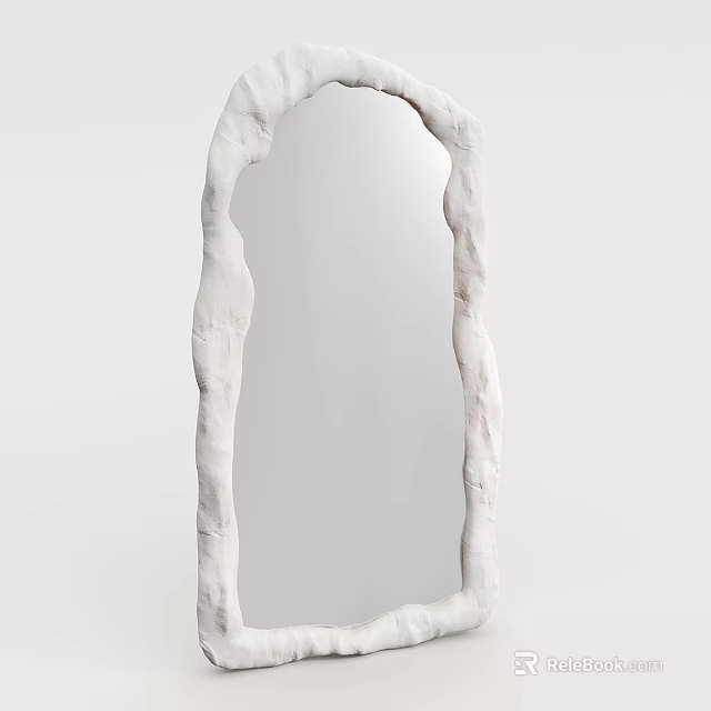 White Irregular Sculptural Frame Mirror For Modern Interior Decor 3d model 