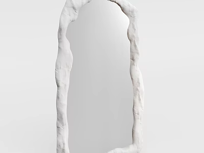 White Irregular Sculptural Frame Mirror For Modern Interior Decor 3d model
