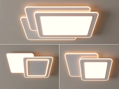 Modern Ceiling Lights With Rectangular And Square Illuminated Panel Designs 3d model