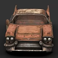 Rusty Worn Out Vintage Car With Shark Fin Design And Body Rust