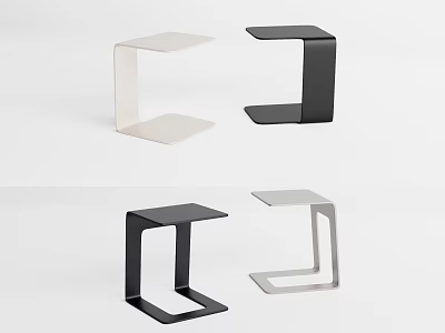 Modern Minimalist Side Tables with Geometric Design and White Black Gray Colors for Home Decor 3d model