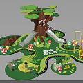 Interactive Play Area with Tree House Slide Mushrooms Paths and Animal Figures