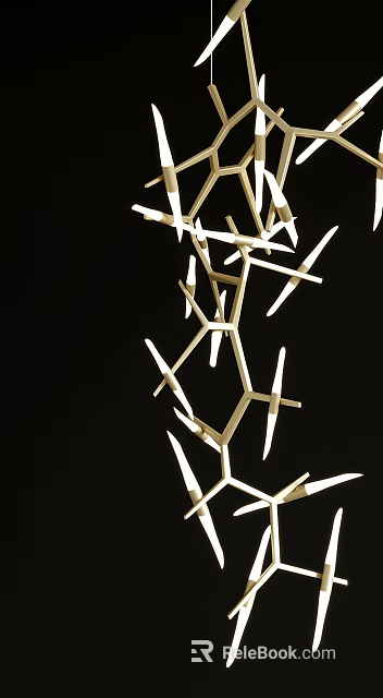Modern Geometric Chandelier With Golden Frame And White Light For Contemporary Interior Design 3d model 