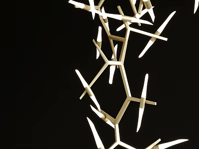Modern Geometric Chandelier With Golden Frame And White Light For Contemporary Interior Design 3d model