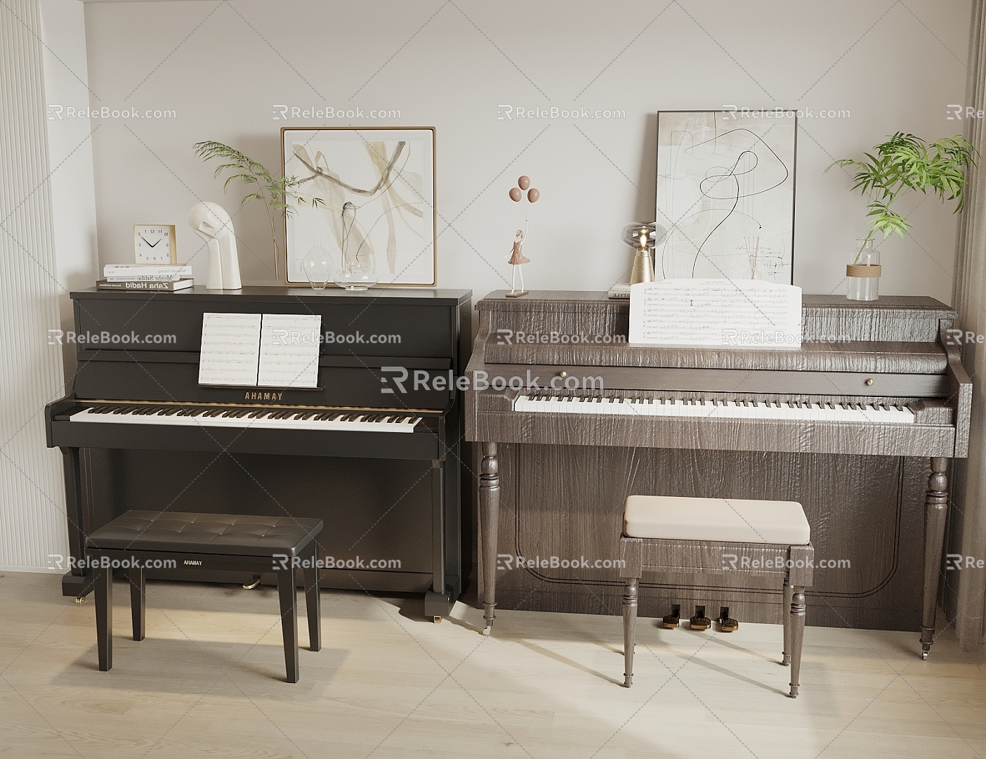 Piano Piano Piano Combination Decorations Ornaments 3d model