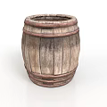 Rustic Wooden Barrel With Natural Wood Grain And Metal Hoops Textured Surface