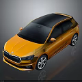 Orange Hatchback Car With Black Roof Silver Alloy Wheels And Modern Front Grille