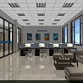 Modern Reception Area Interior Design With Chandelier Glass Railing And Sofa