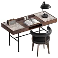 Quiet wind desk and chair combination 3d model