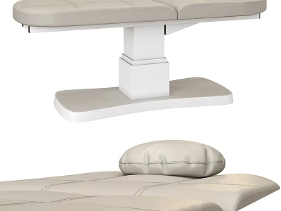 Modern Light Beige Leather Massage Bed With Sturdy White Base And Comfortable Pillow 3d model