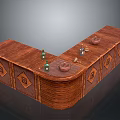 Wooden Home Living Counter With Decorative Diamond Patterns And Curved Design