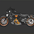 Black And Orange Cruiser Motorcycle With Modern Design Black Seat And Stylish Wheels