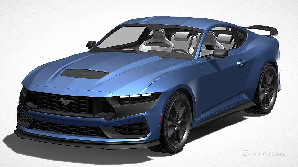 Blue Mustang Two Door Sports Car With Sleek Design And Black Accents 3d model 