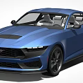 Blue Mustang Two Door Sports Car With Sleek Design And Black Accents