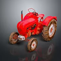 Vintage Red Tractor With Muddy Wheels Classic Metal Body Design
