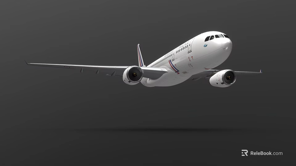 Modern White Passenger Airplane Flying With Twin Engines And Sleek Design 3d model 