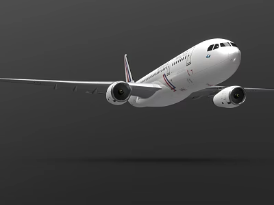 Modern White Passenger Airplane Flying With Twin Engines And Sleek Design 3d model