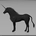Gray Unicorn With Long Mane Standing On Neutral Gray Background Sculpture 3d model