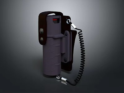 Portable Cylindrical Daily Use Tool With Leather Holster And Coiled Cord Design 3d model