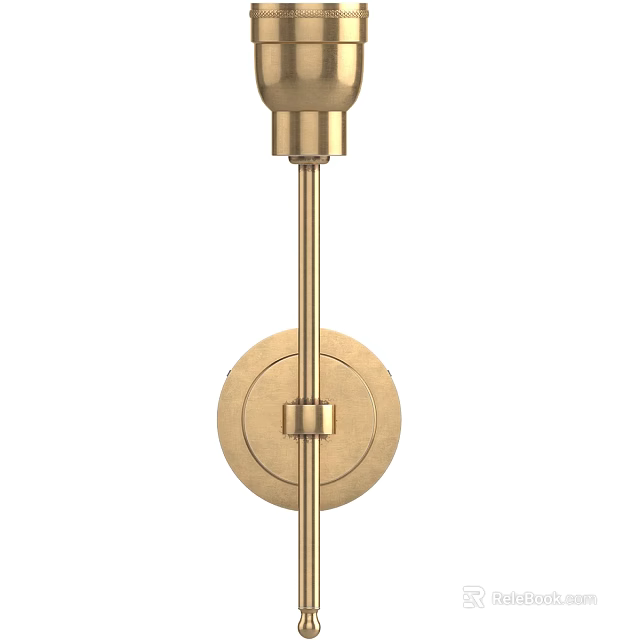 Golden Modern Wall Lamp Featuring Circular Base Slender Rod And Sleek Design 3d model 