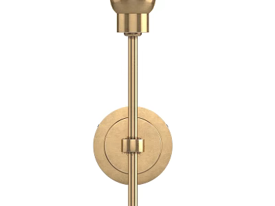 Golden Modern Wall Lamp Featuring Circular Base Slender Rod And Sleek Design 3d model