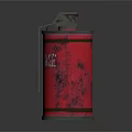 Rusty Red Canister Weapon With MAGE Text And Metallic Handle